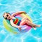 8 Pieces 36 Inches Inflatable Pool Floats Colorful Glitter Pool Tubes Transparent Swimming Ring Pool Floats Toy for Summer Beach, Pool Supplies